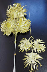 Frunze decorative palmier auriu intens cu sclipici - 12 buc/set